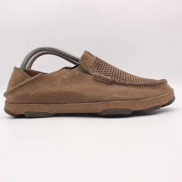 Olukai Moloa Kohana Loafers Men's 8 M Brown Leather Slip On Comfort Shoes - Picture 1 of 9